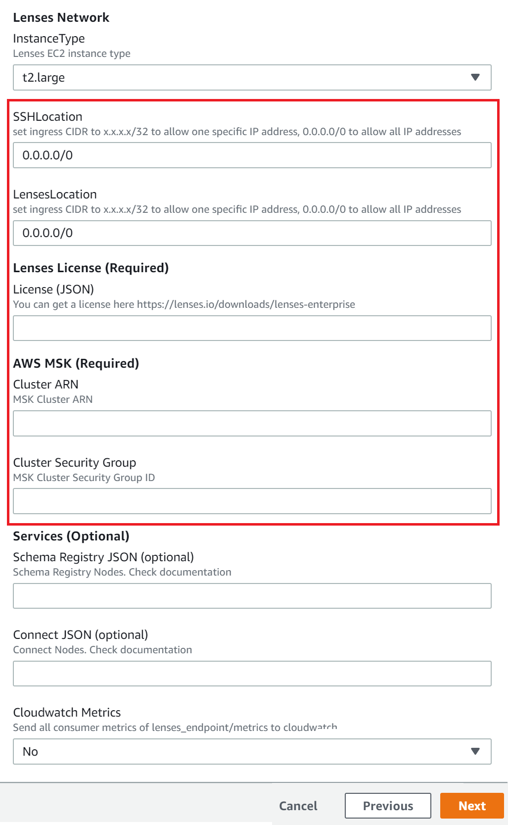 MSK CloudFormation details