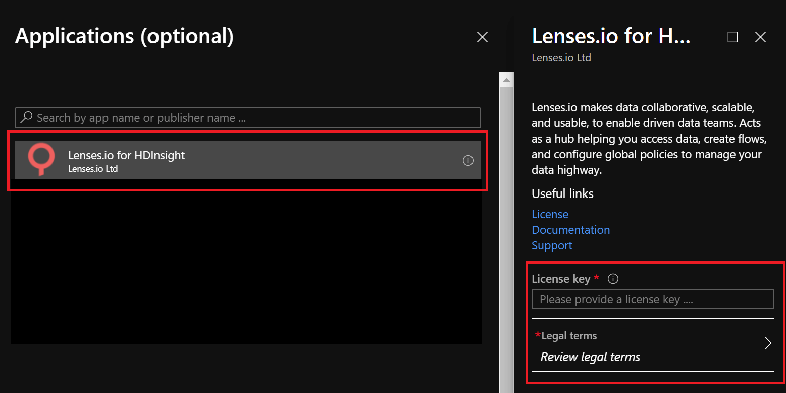 HDInsight Application blade