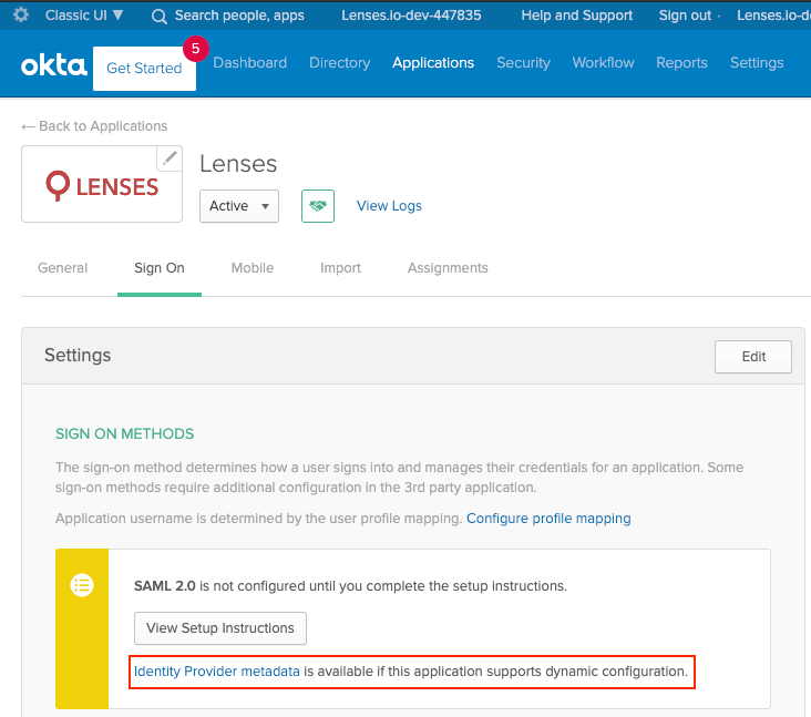 Okta SAML IdP metadata