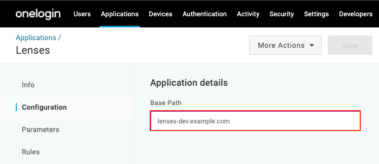 OneLogin SAML config