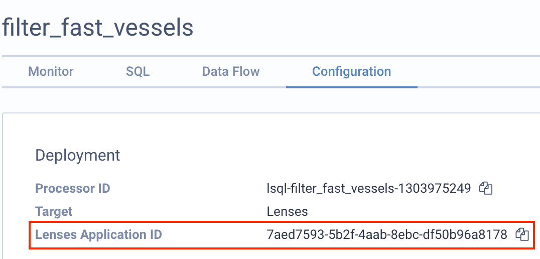 SQL processor application id