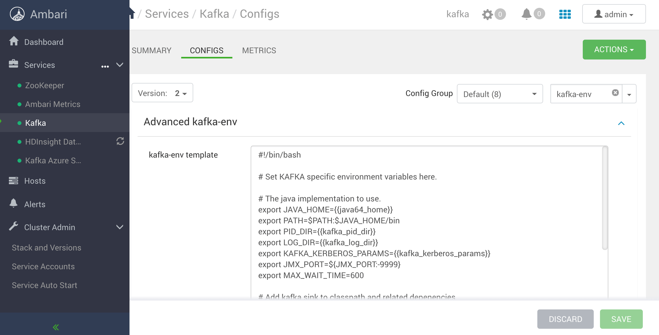 Azure Kafka environment