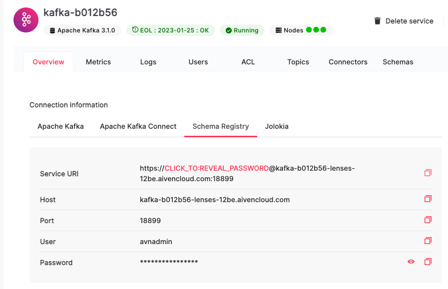 Schema Registry URI