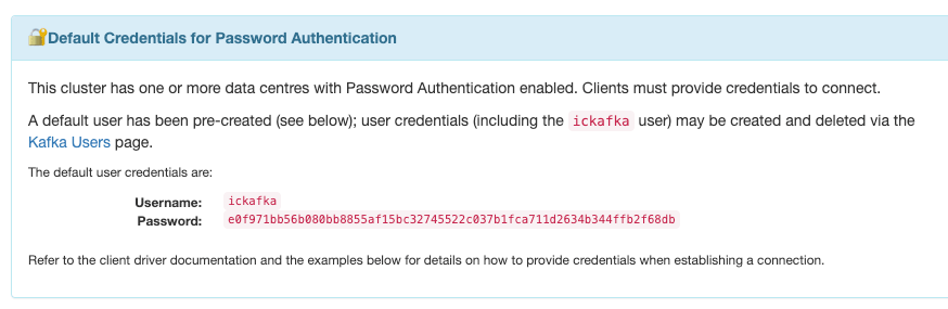 Kafka authentication details