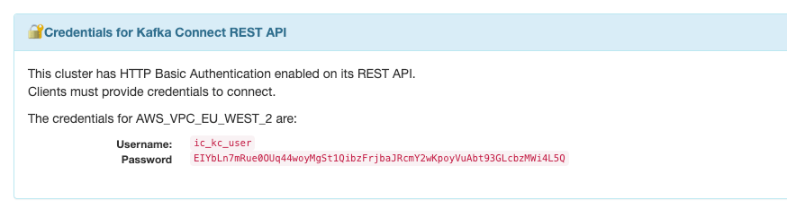 Kafka Connect authentication details