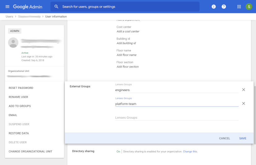 Google SAML add attribute values