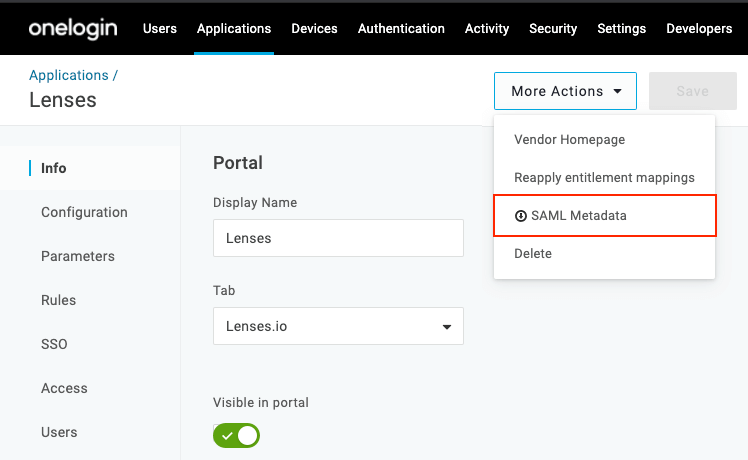 OneLogin SSO Metadata XML