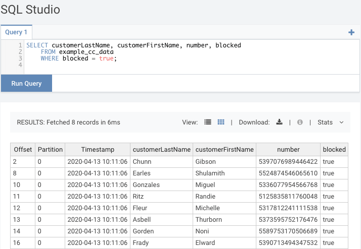 Apache Kafka SQL Query performance - test environment