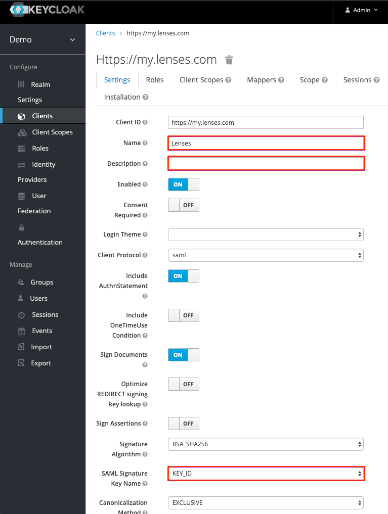 Keycloak SAML settings 1