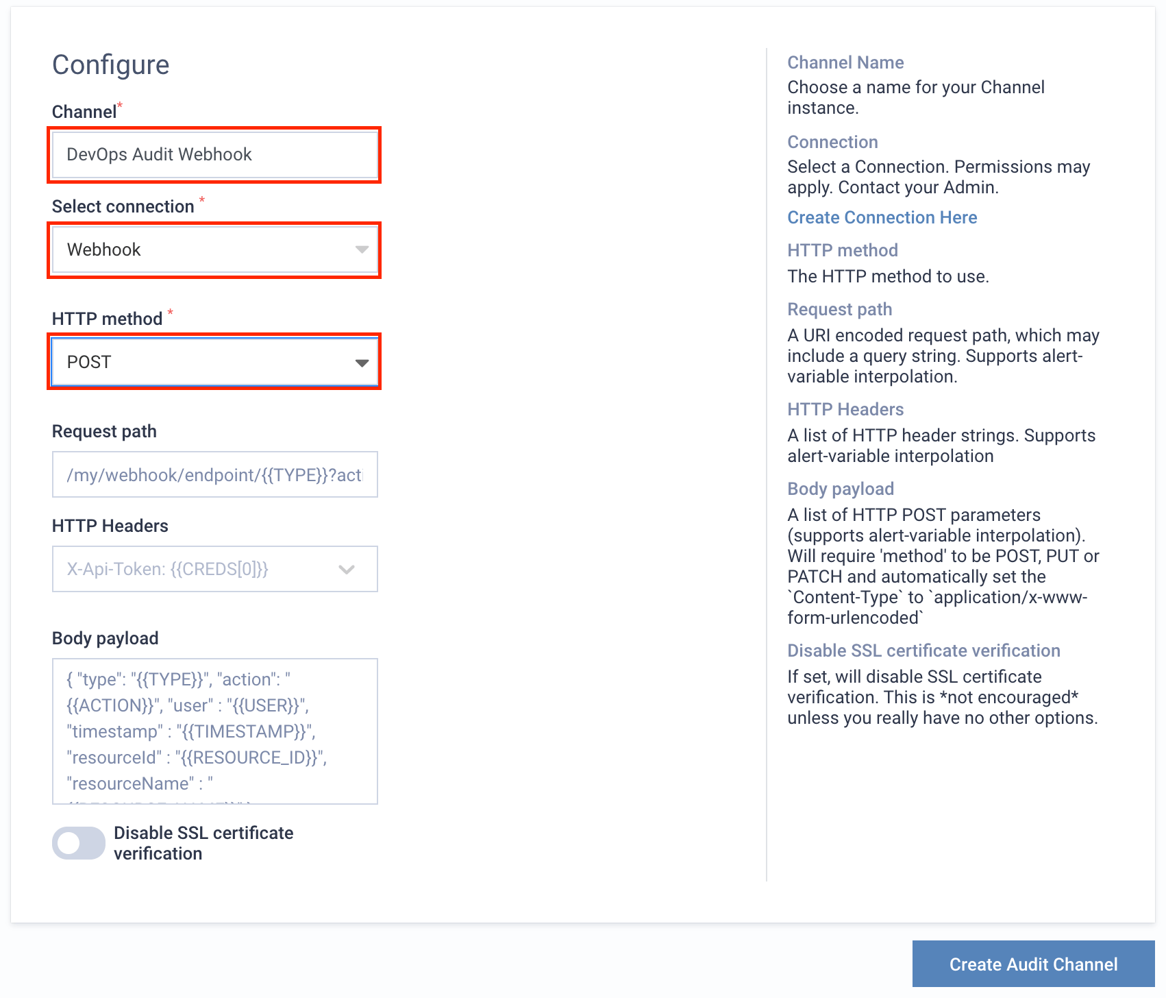 Webhook audit details