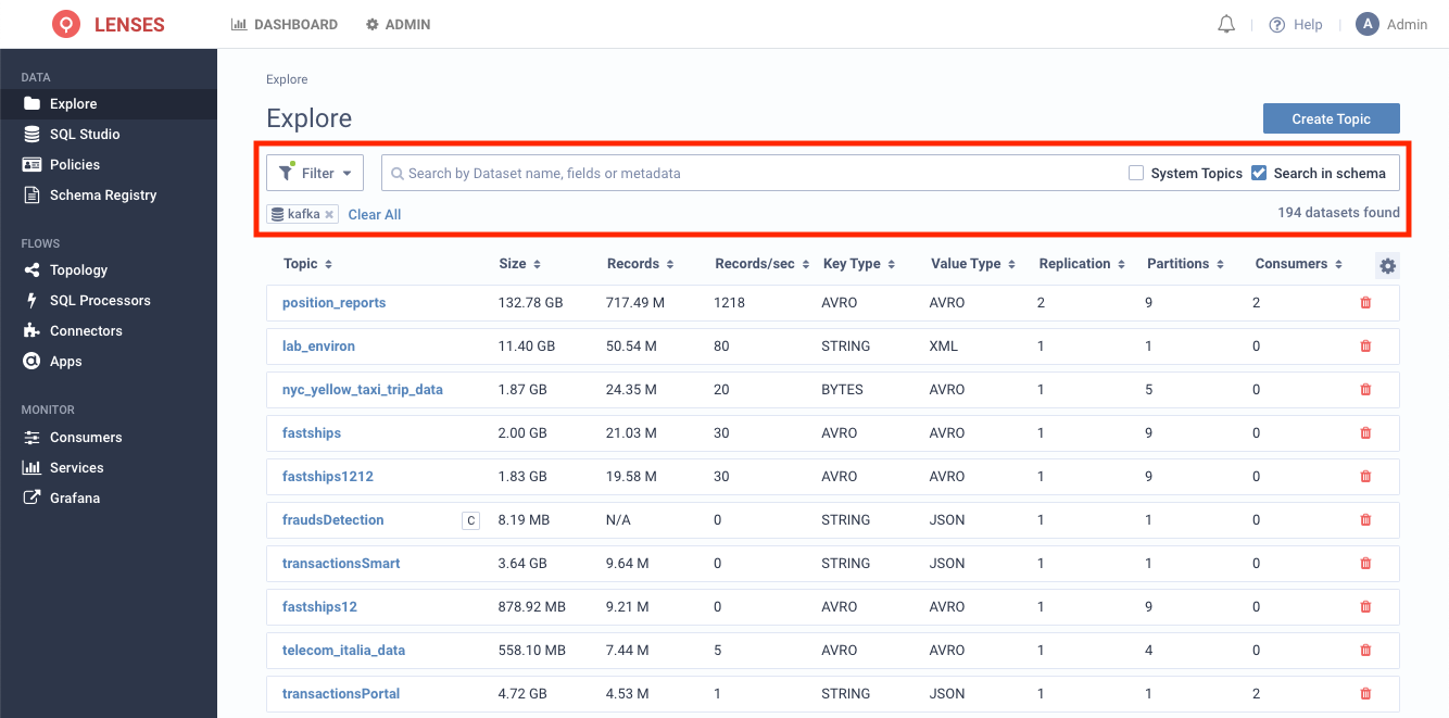 data sources to Lenses.io