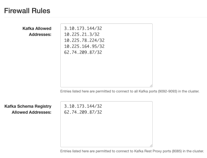 Kafka firewall settings