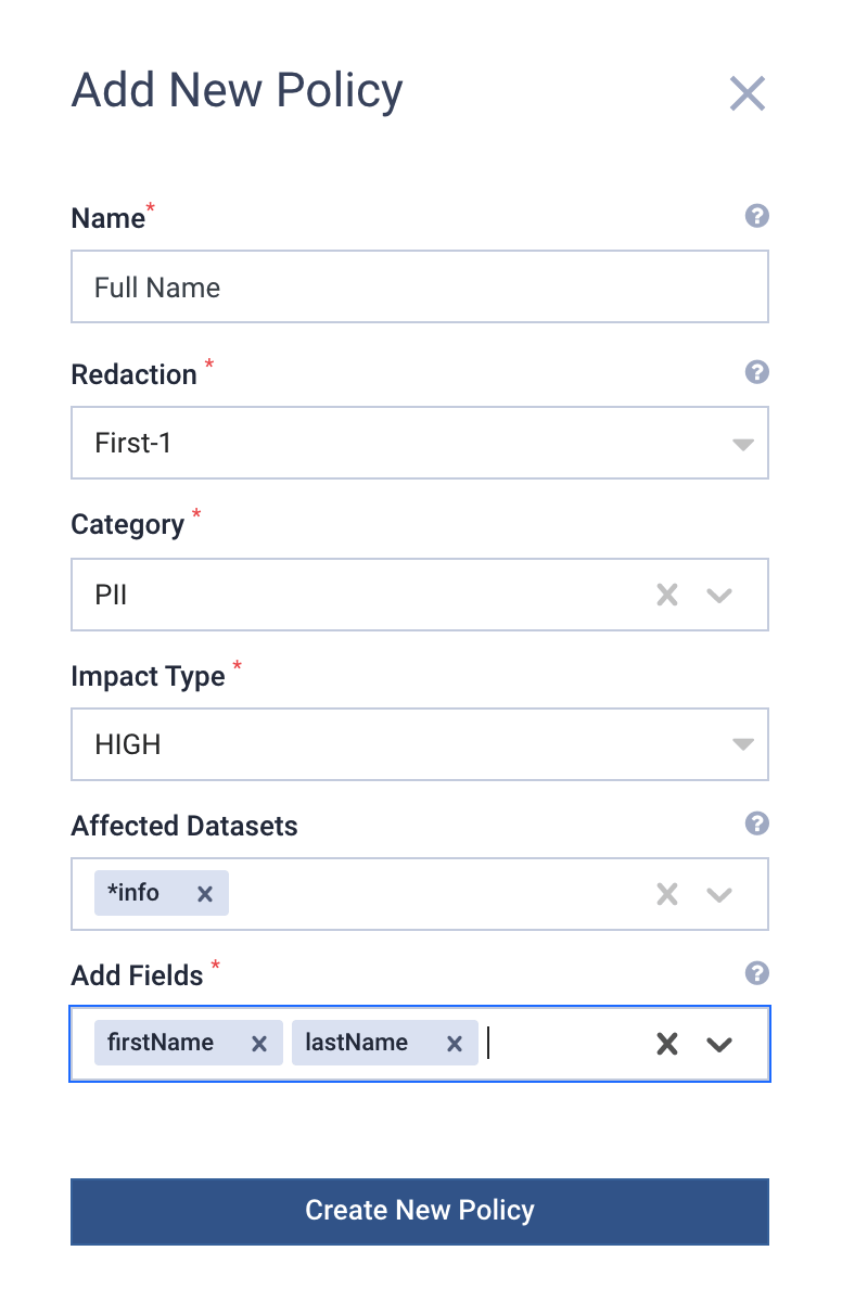 Data Policies Create