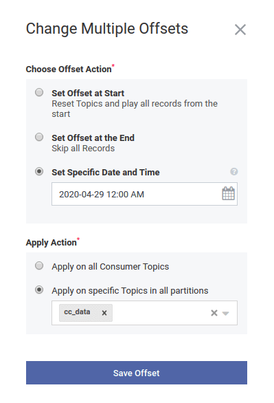 Change multiple offset modal