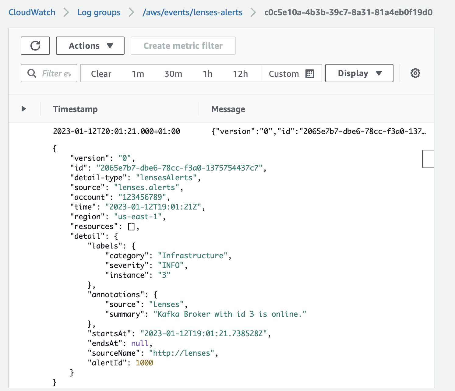 CloudWatch log