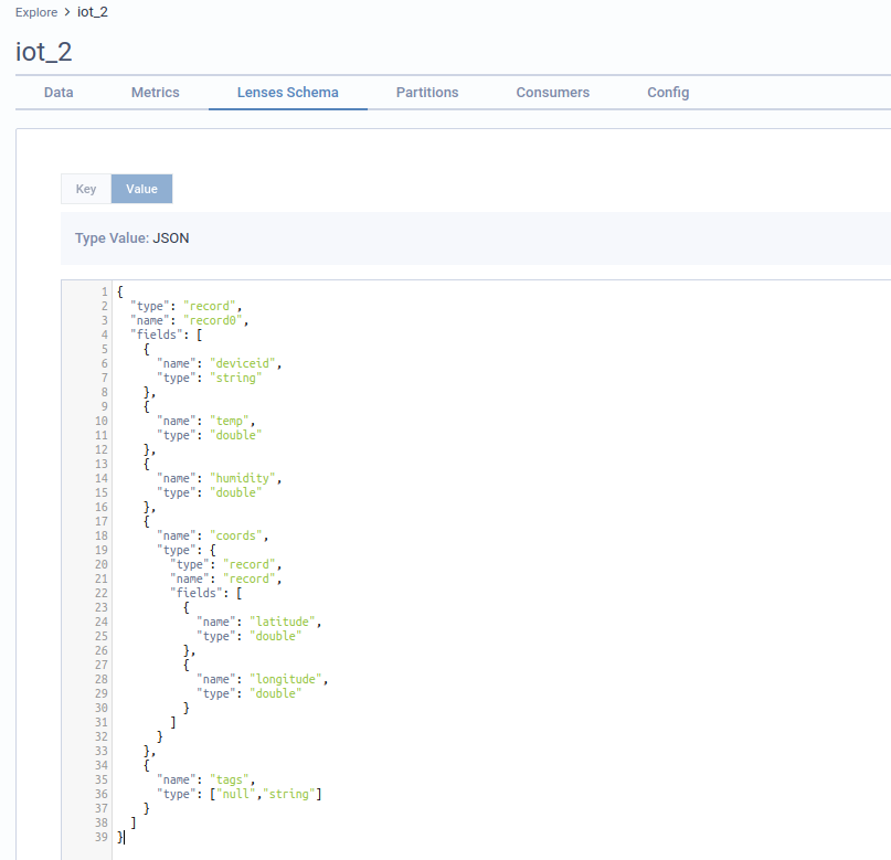 Update the schema for the iot_2 topic to make tags field nullable.