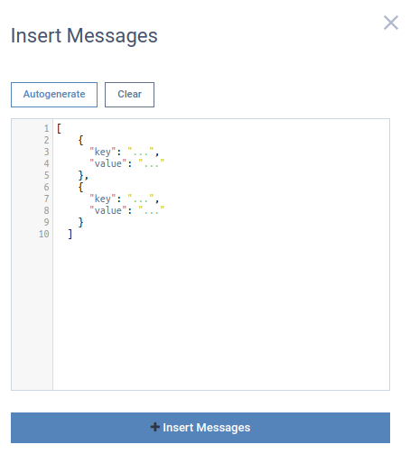 Dialog to publish data to Apache Kafka