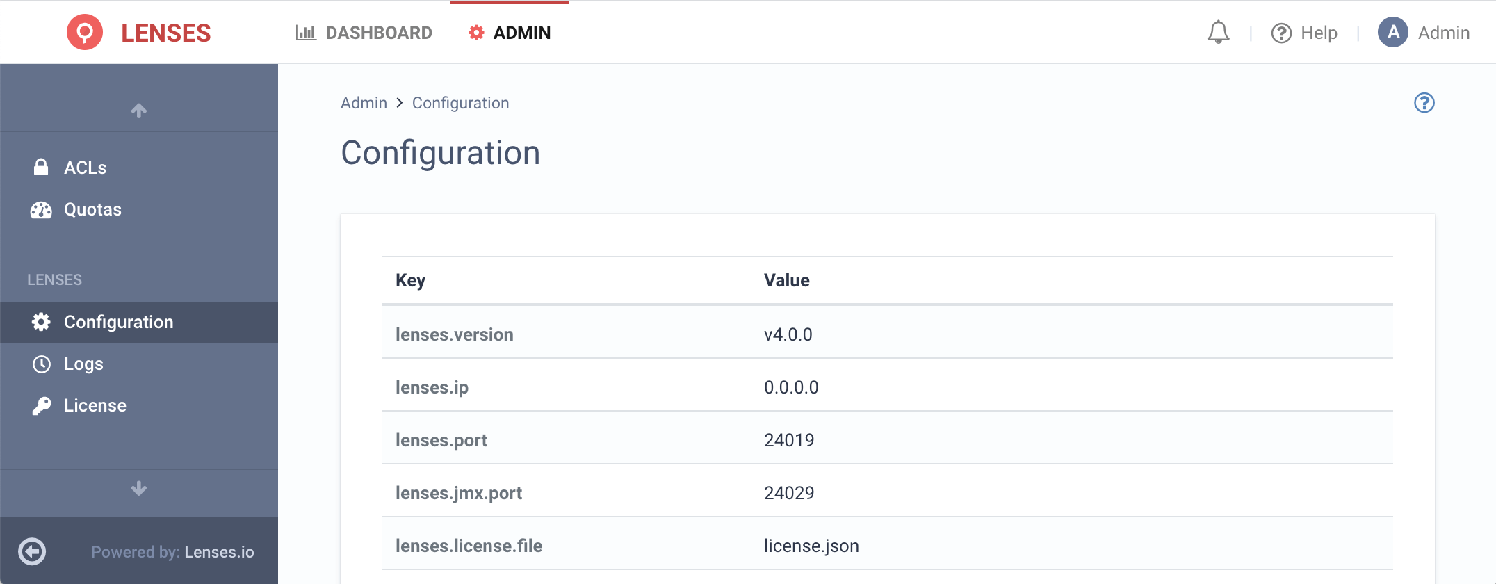 config page to Lenses.io