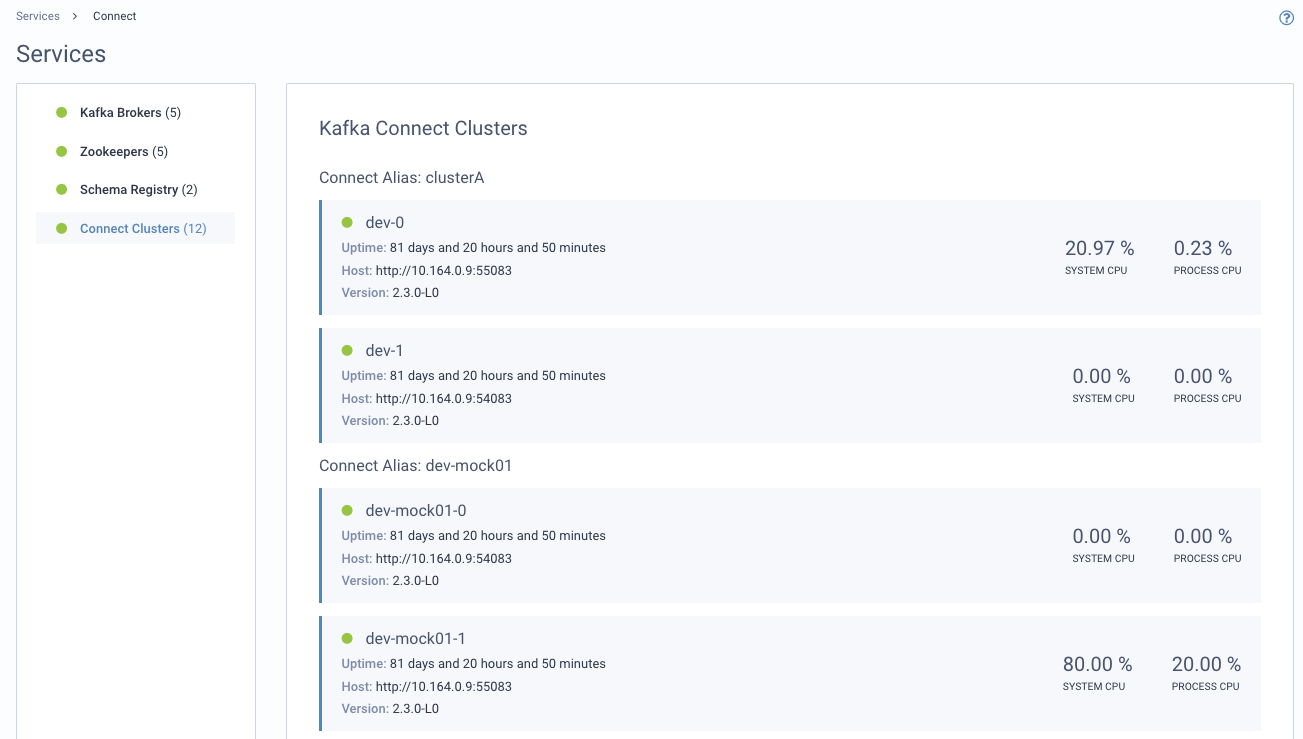 Kafka connect services