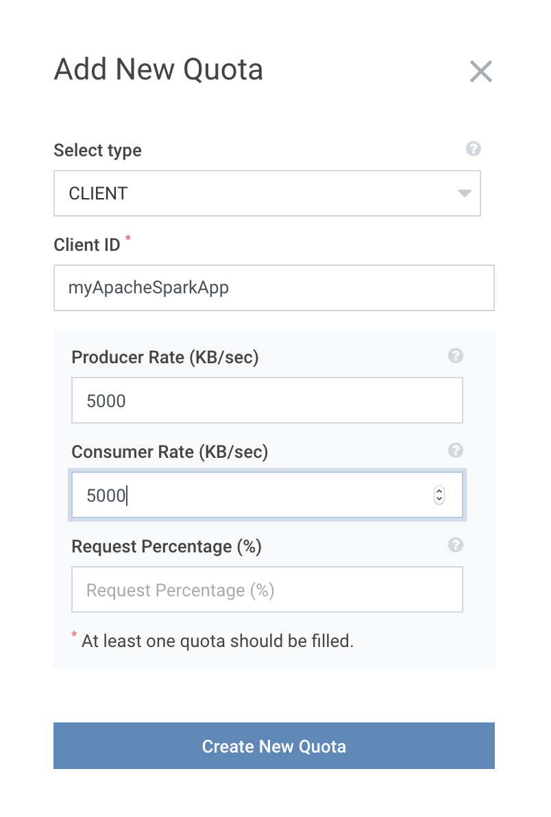 Create new Kafka Quota