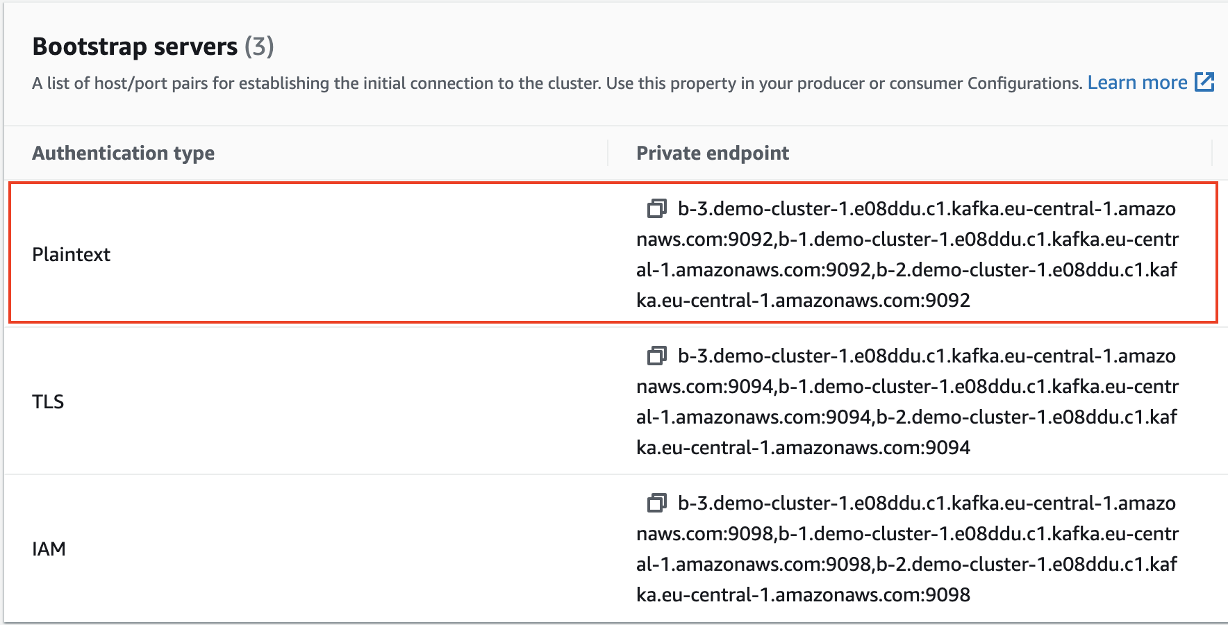 Kafka endpoints