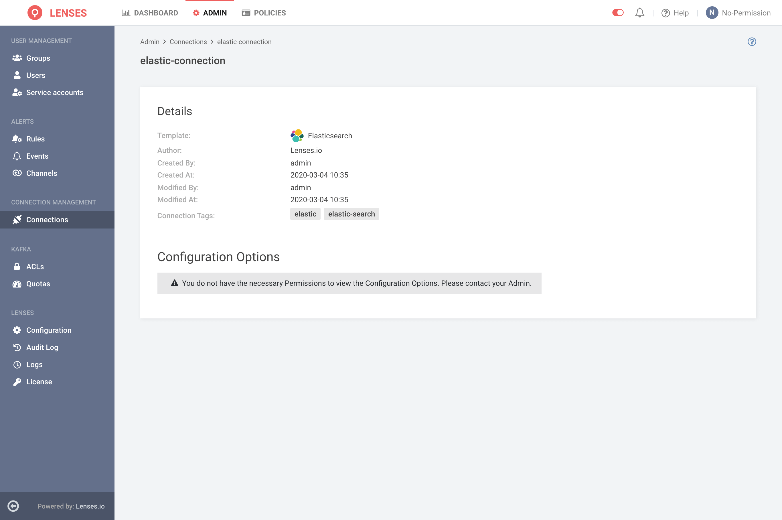 Connection Details without Manage Permissions